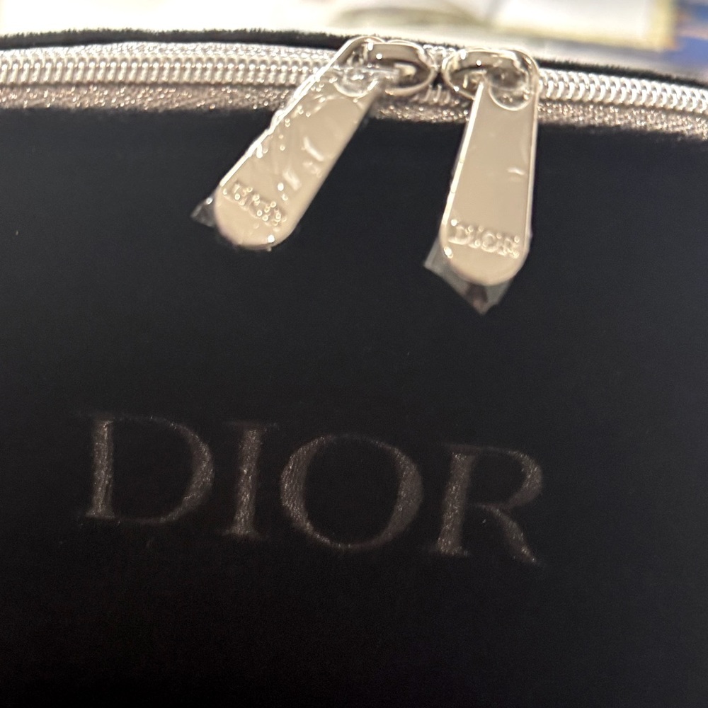 Dior black velvet cosmetic pouch